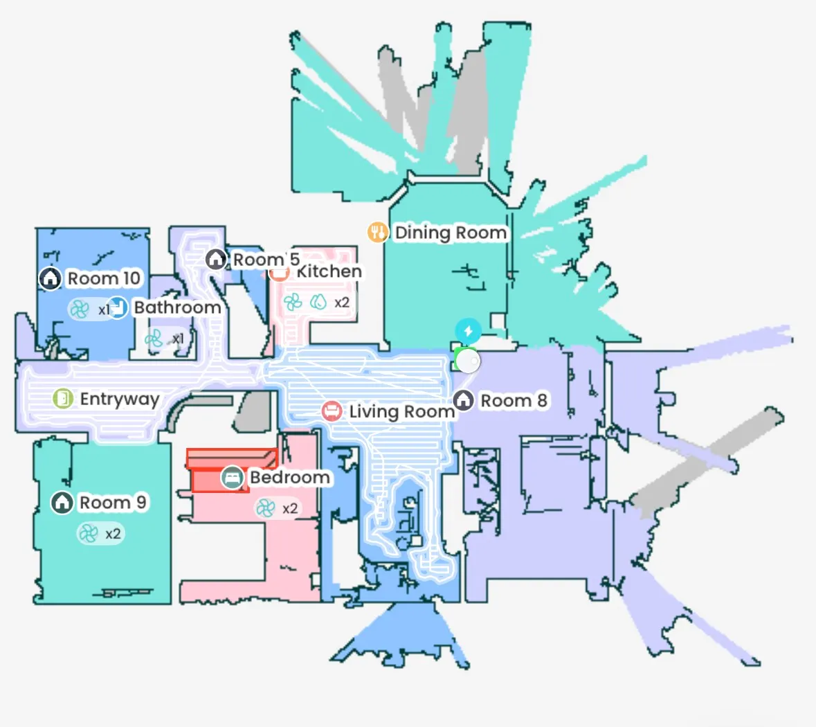 Robot vacuum map of the lower floor
